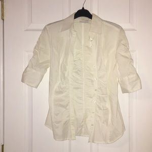 White Quarter Sleeve Button Up